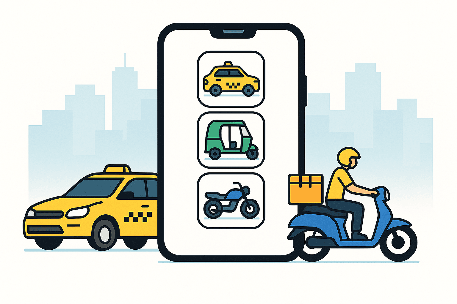 Riders and drivers connecting in the city